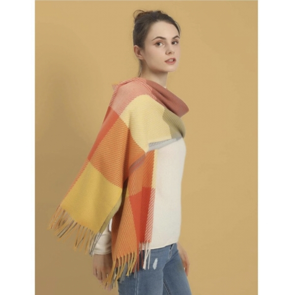 Luxe Soft Colorblock Plaid Blanket Scarf Wrap - Picture 5 of 10